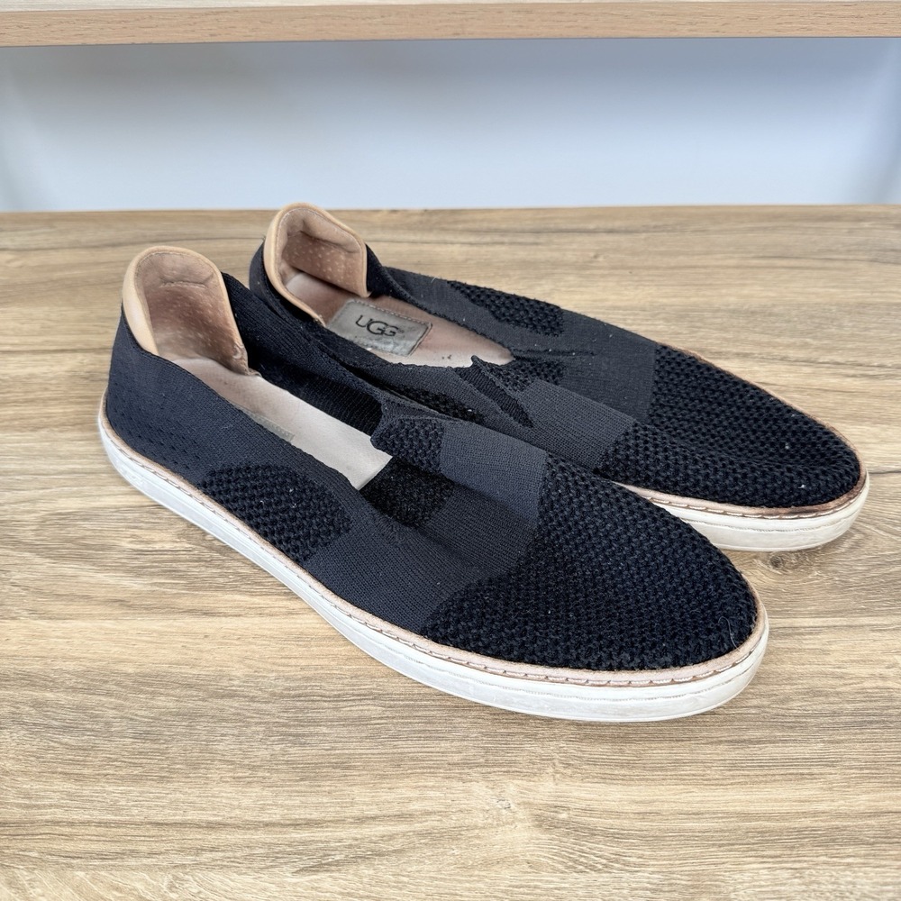 UGG Women's Sammy Black Knit Fabric & Tan Leather Slip-On Shoes Size‎ 9